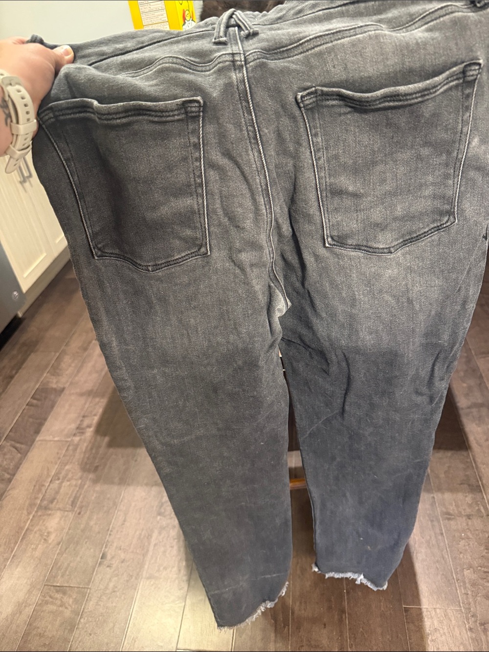 Good American Slim Straight Gray Washed Jeans - Picture 3 of 3